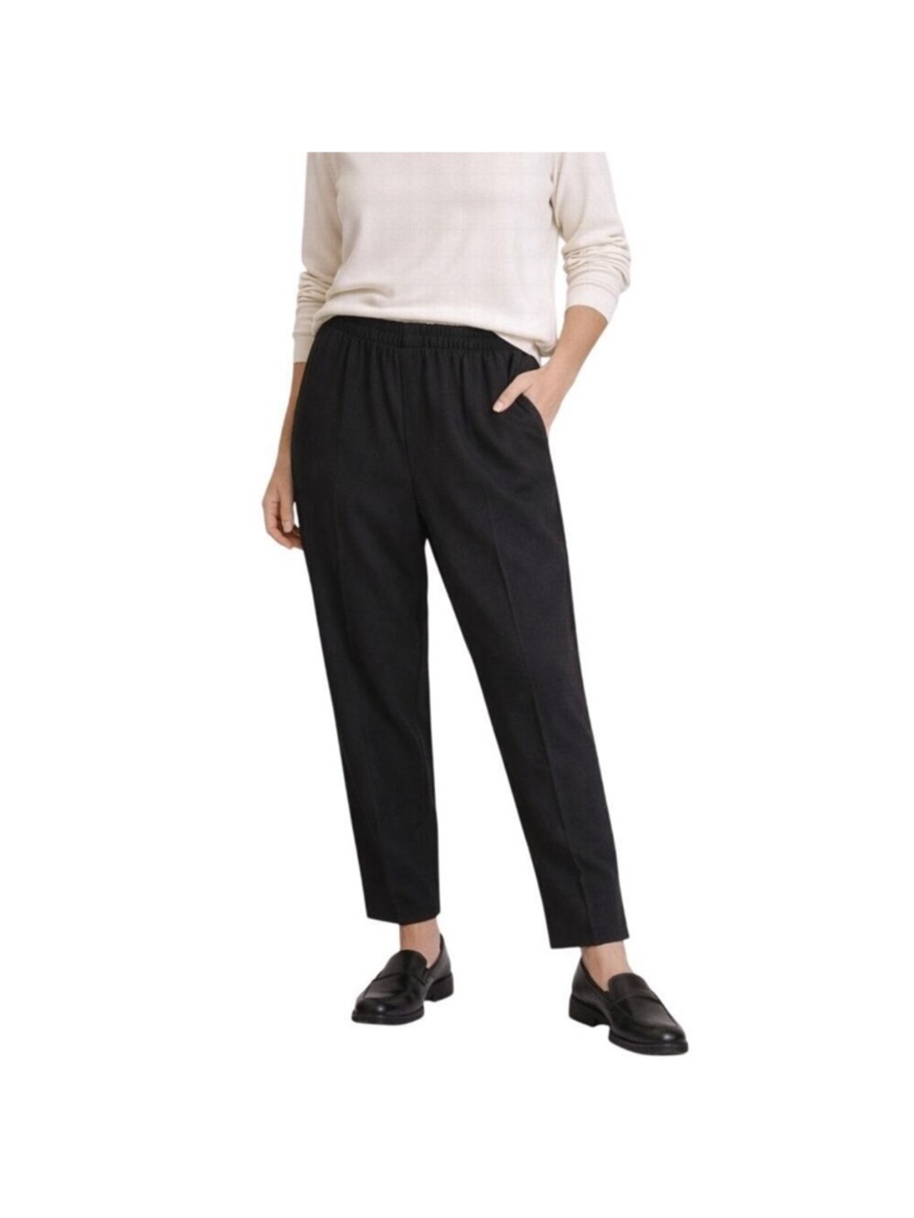 COS Relaxed WOOL tapered pull on pants black size4